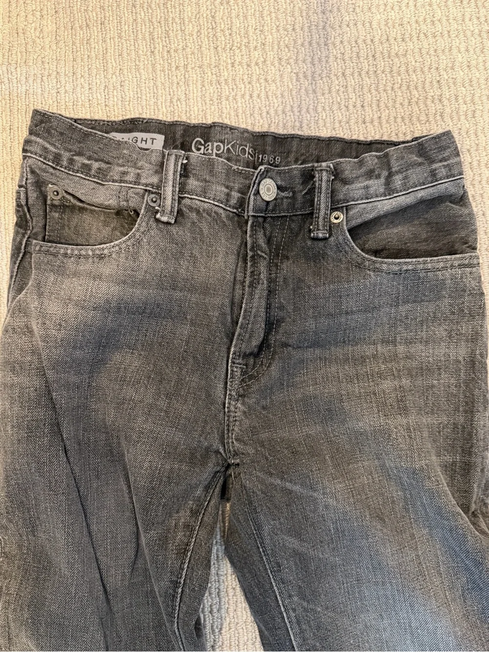 Black Faded Straight-Leg Adjustable Boys Jeans-GAP Kids